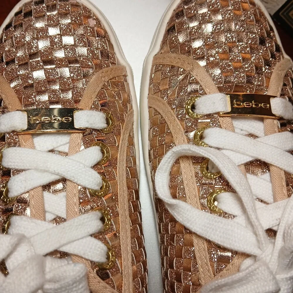 BEBE SPORT Two Tone Gold Metallic Sneakers 7M - EUC - Picture 3 of 14